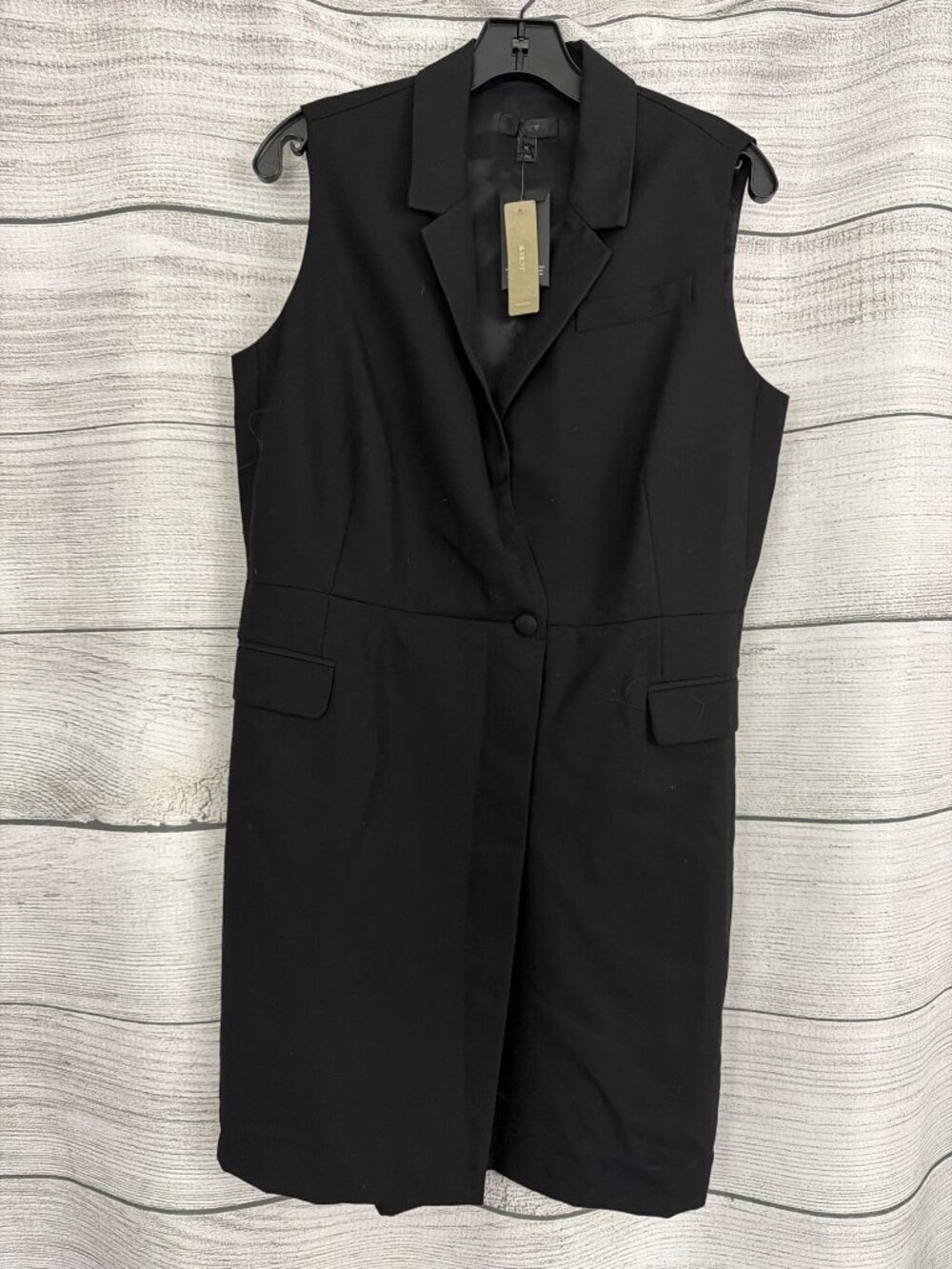 NWT J. Crew Black Tuxedo Sleeveless Blazer Sheath Dress Size 12